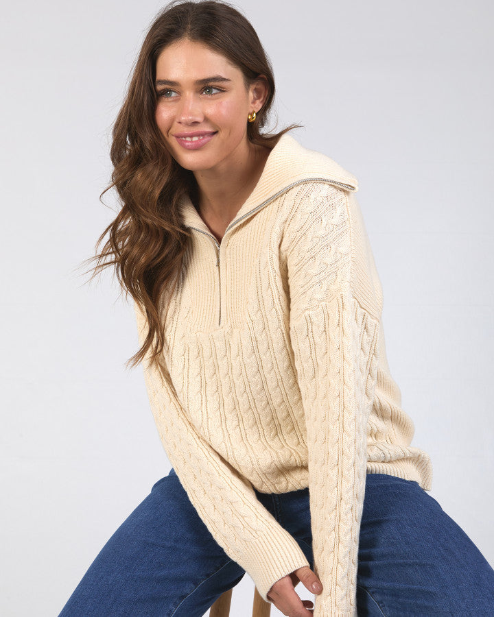 Zalie Zip Knit - Marshmallow