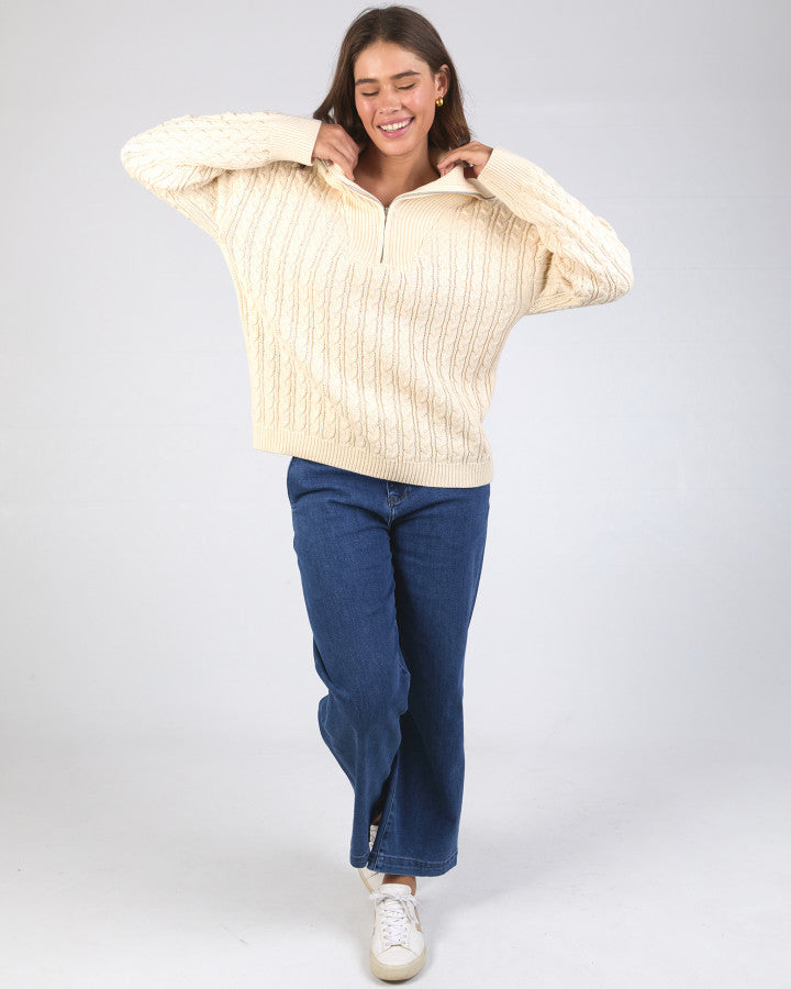 Zalie Zip Knit - Marshmallow