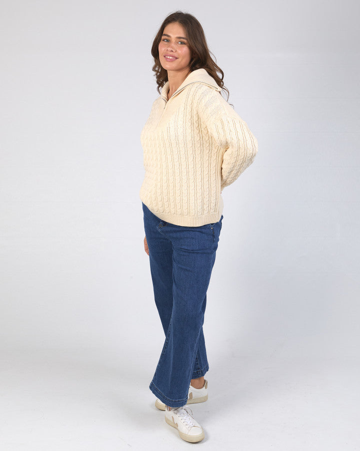 Zalie Zip Knit - Marshmallow