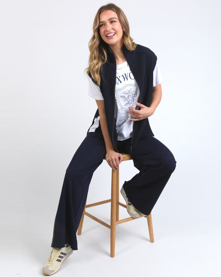 Zip Knit Vest - Navy
