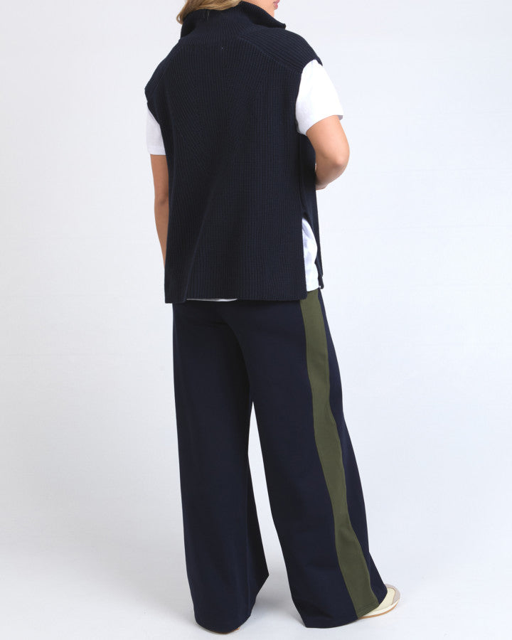 Zip Knit Vest - Navy