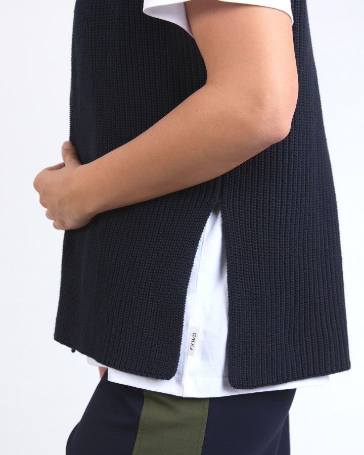 Zip Knit Vest - Navy