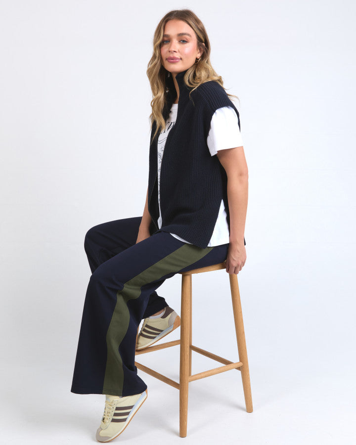 Zip Knit Vest - Navy