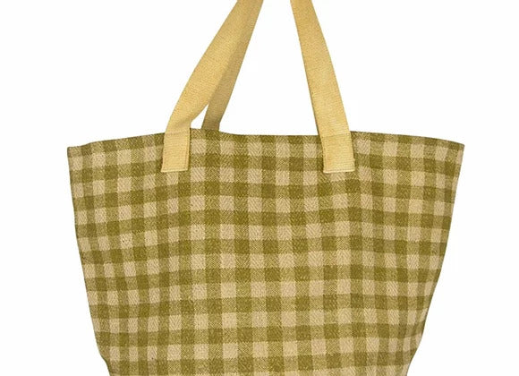 Gingham Jute Shoppers