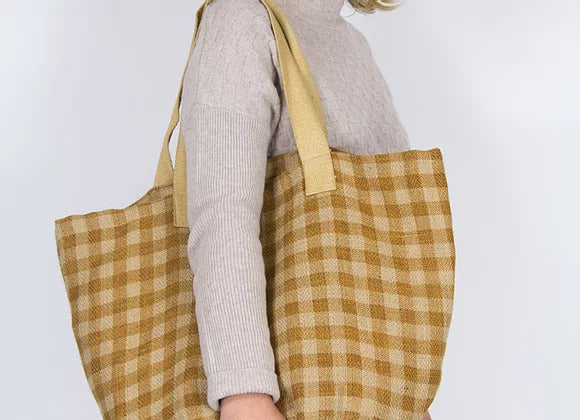 Gingham Jute Shoppers