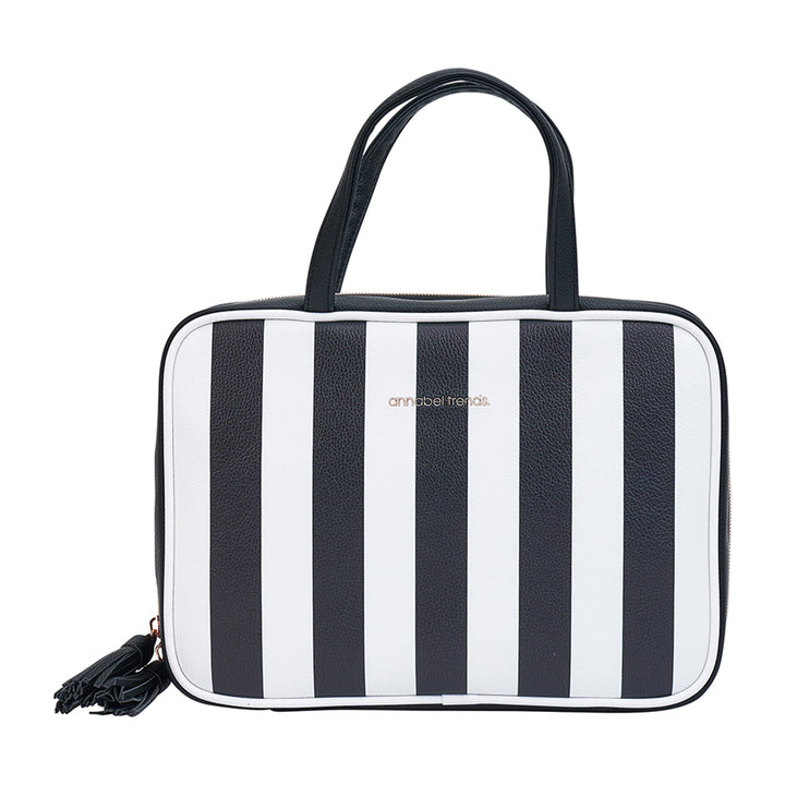 Vanity Toiletries Bag - Black & White Stripe