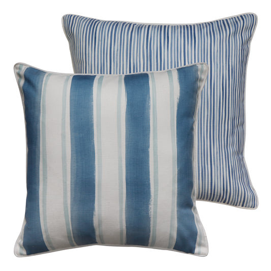 Fraser Stripe Reversible Cushion - Blue