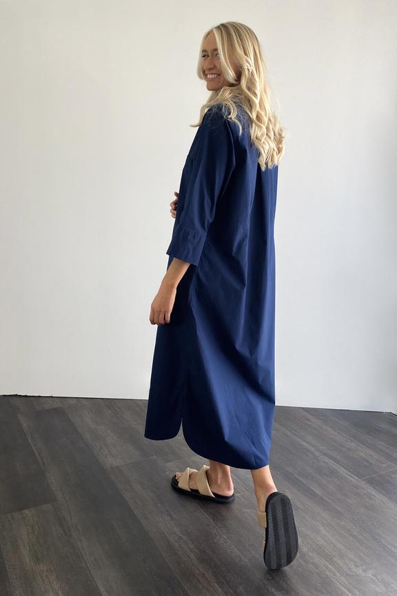 Cotton Poplin Shirtdress | Navy