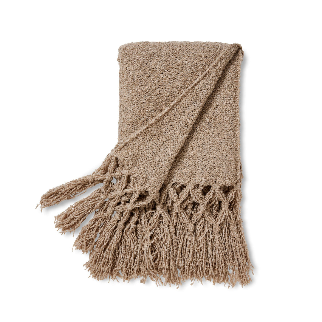 Ava Boucle Tassel Throw - Coffee