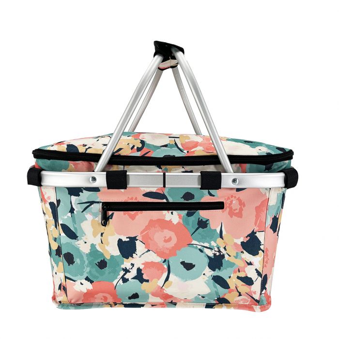 INSULATED CARRY BASKET W/ LID - PASTEL BLOOMS