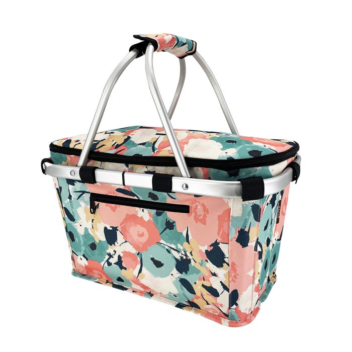 INSULATED CARRY BASKET W/ LID - PASTEL BLOOMS