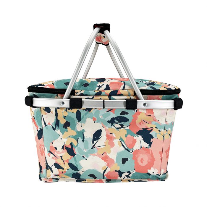 INSULATED CARRY BASKET W/ LID - PASTEL BLOOMS