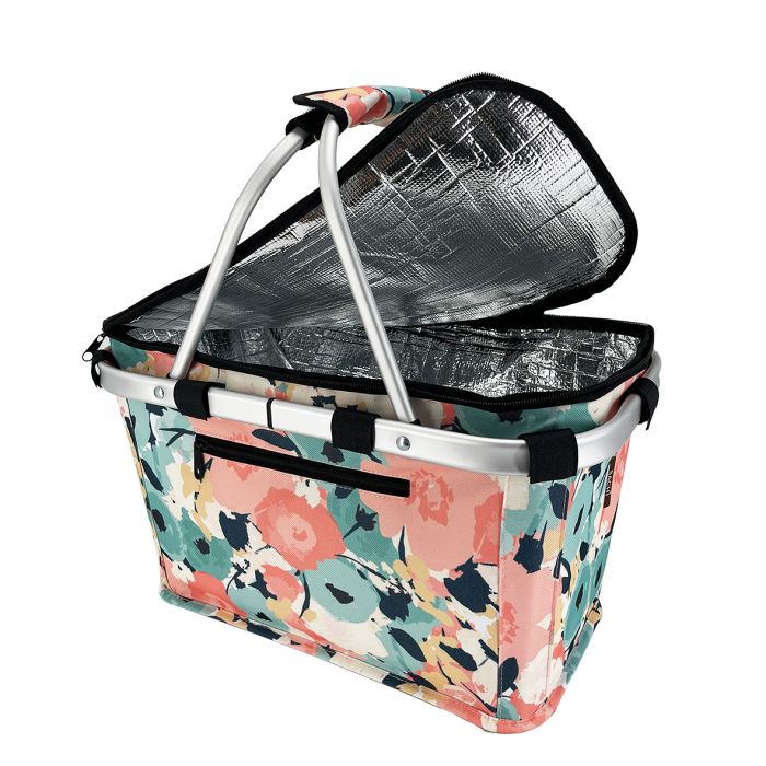 INSULATED CARRY BASKET W/ LID - PASTEL BLOOMS