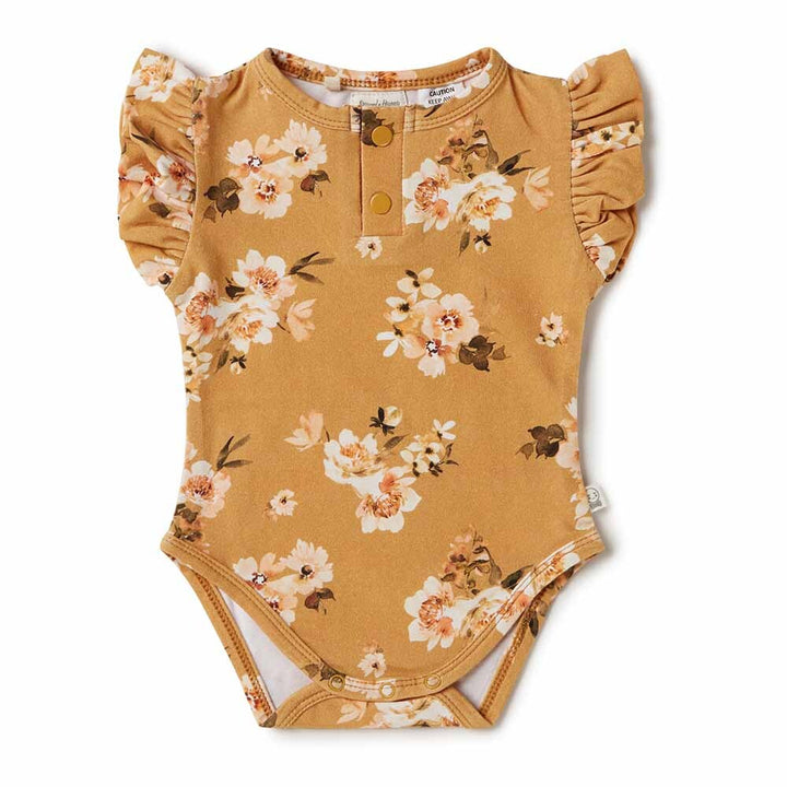 Golden Flower Short Sleeve Bodysuit