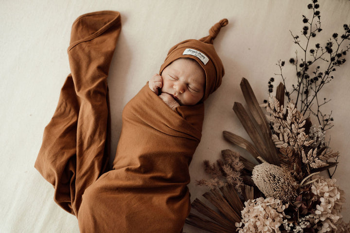 Bronze Baby Jersey Wrap & Beanie Set