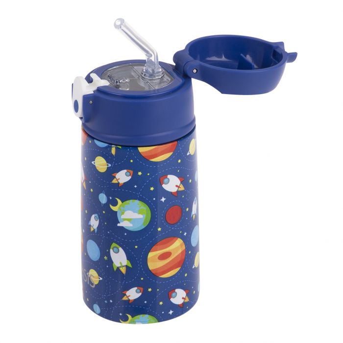 OASIS STAINLESS STEEL DOUBLE WALL INSULATED KID'S DRINK BOTTLE W/ SIPPER 400ML - OUTER SPACE
