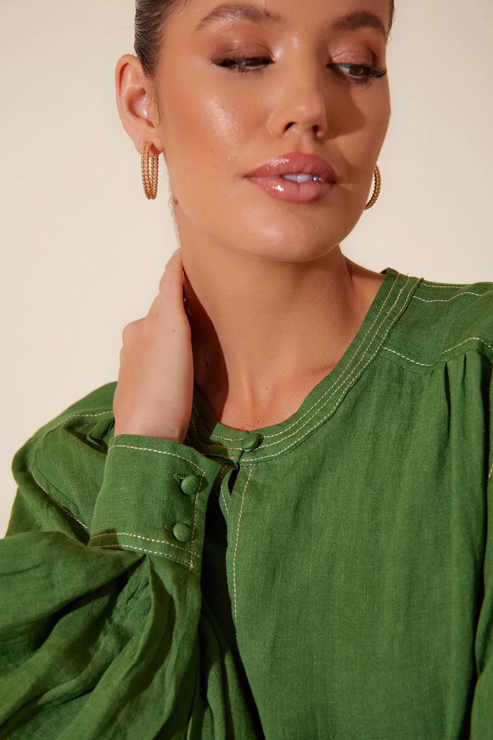 Green Sofia Linen Top