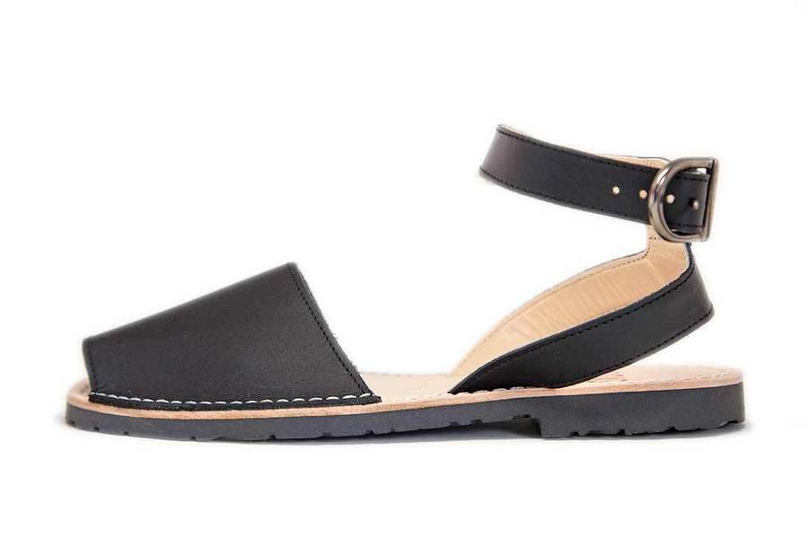 Leather Pons Avarca Ankle Strap - Black