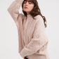 Champagne Pink Classic Cable Turtle Neck Knit