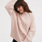 Champagne Pink Classic Cable Turtle Neck Knit