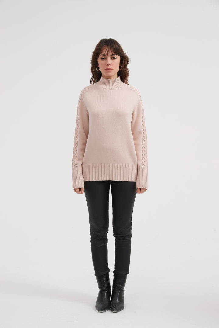 Champagne Pink Cable Knit