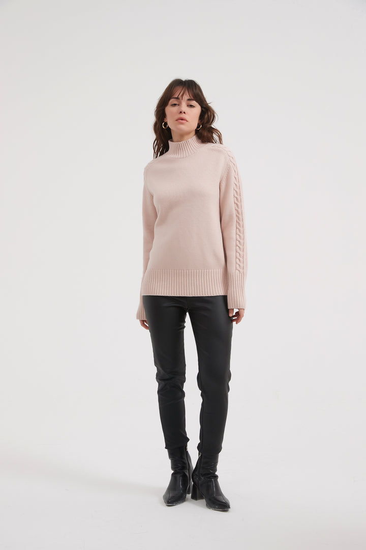 Champagne Pink Cable Knit