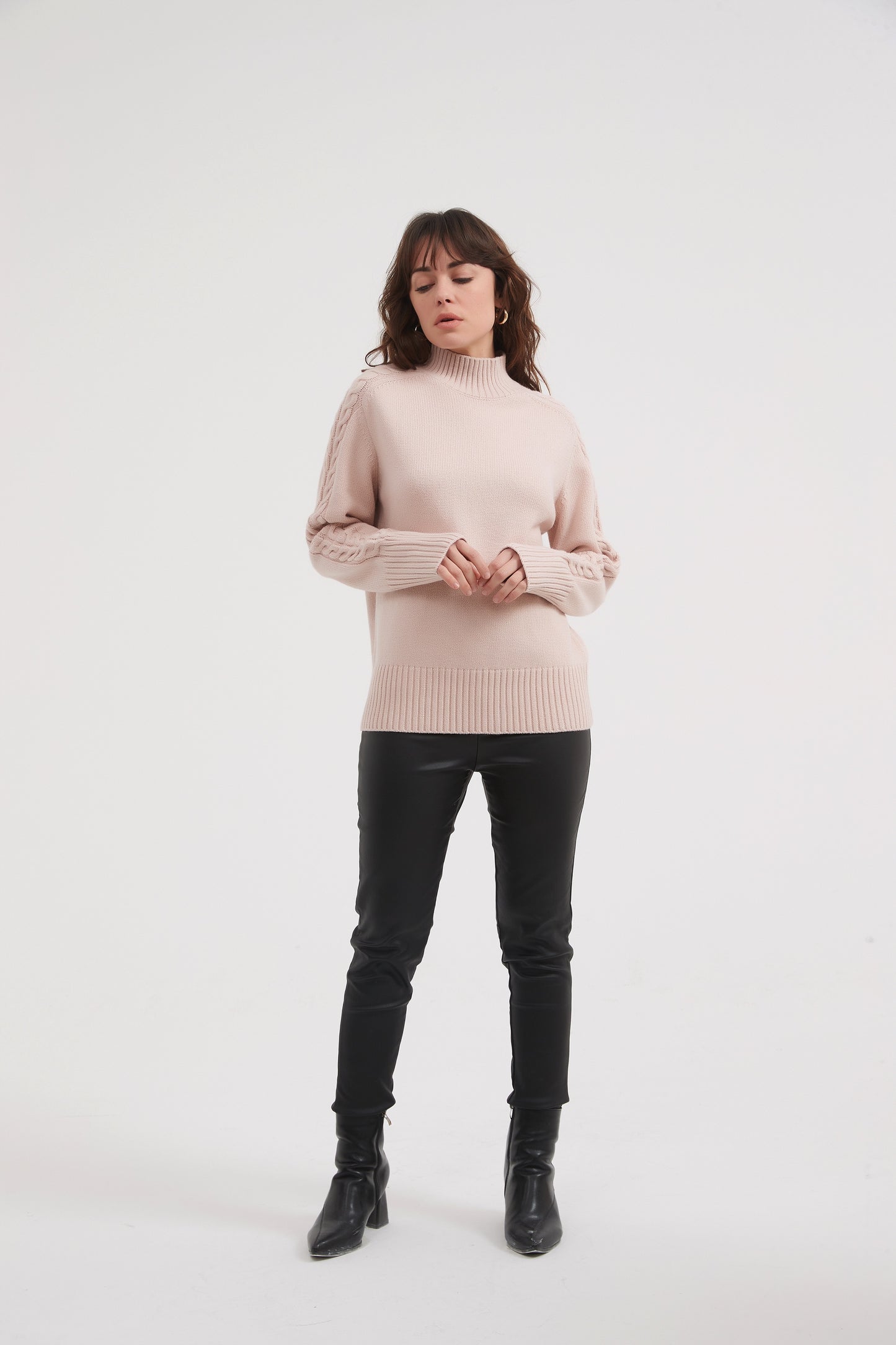 Champagne Pink Cable Knit