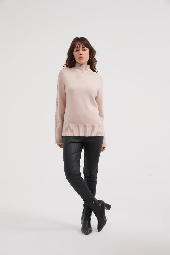 Champagne Pink Cable Knit