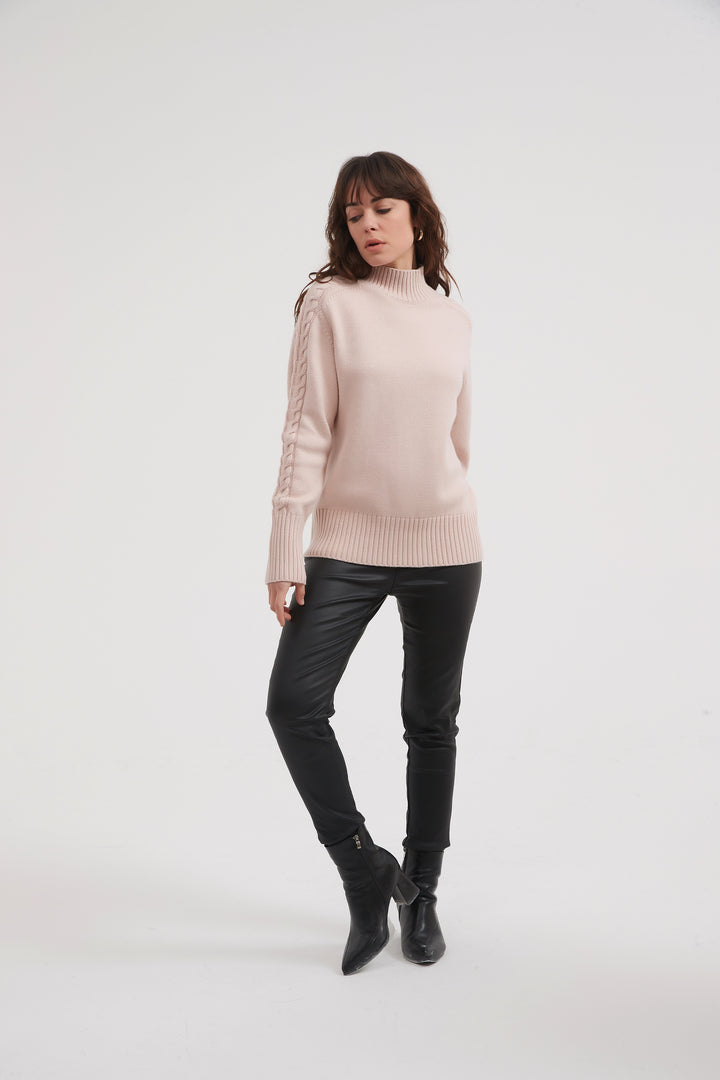 Champagne Pink Cable Knit