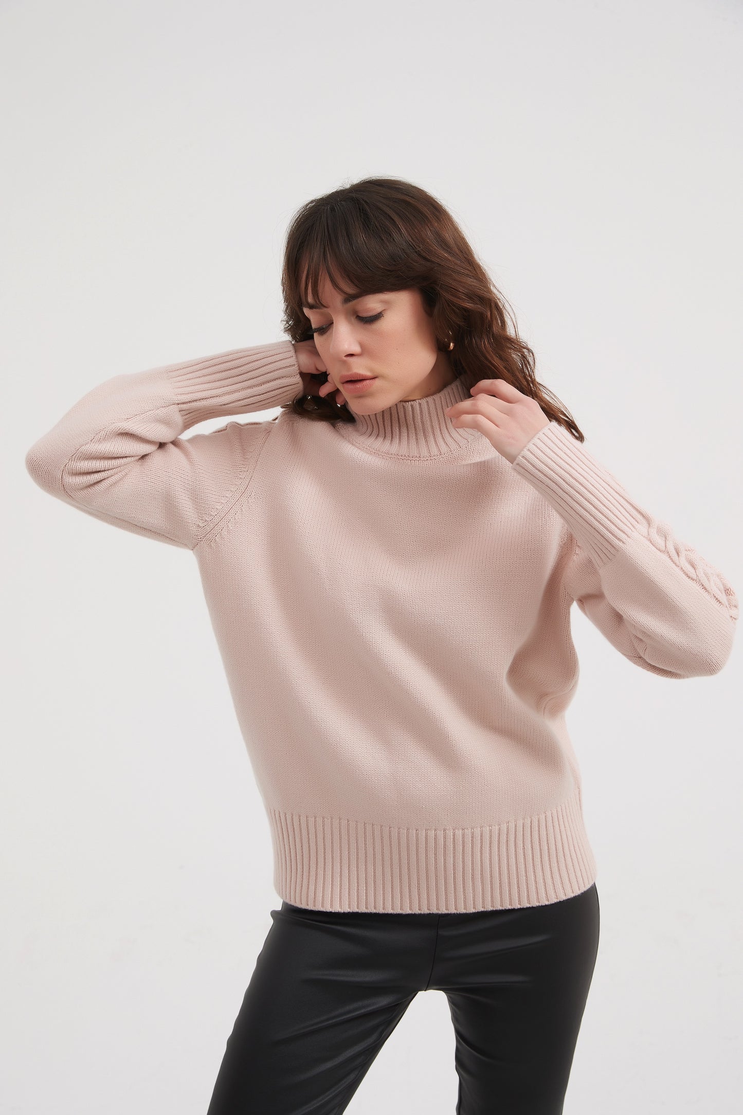Champagne Pink Cable Knit