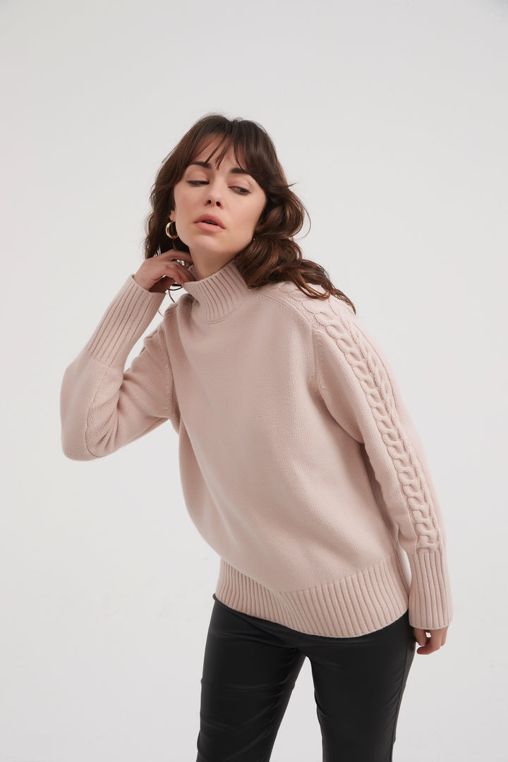 Champagne Pink Cable Knit