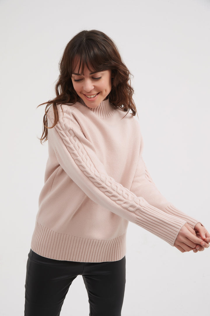 Champagne Pink Cable Knit