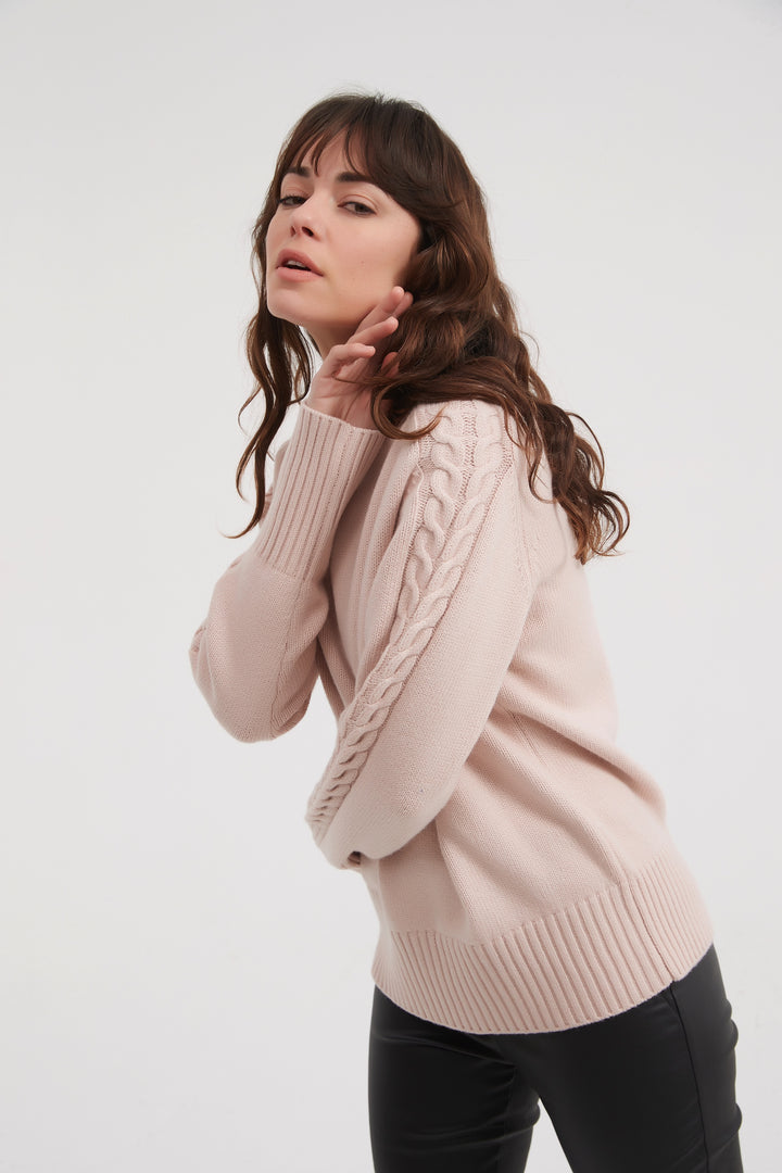 Champagne Pink Cable Knit