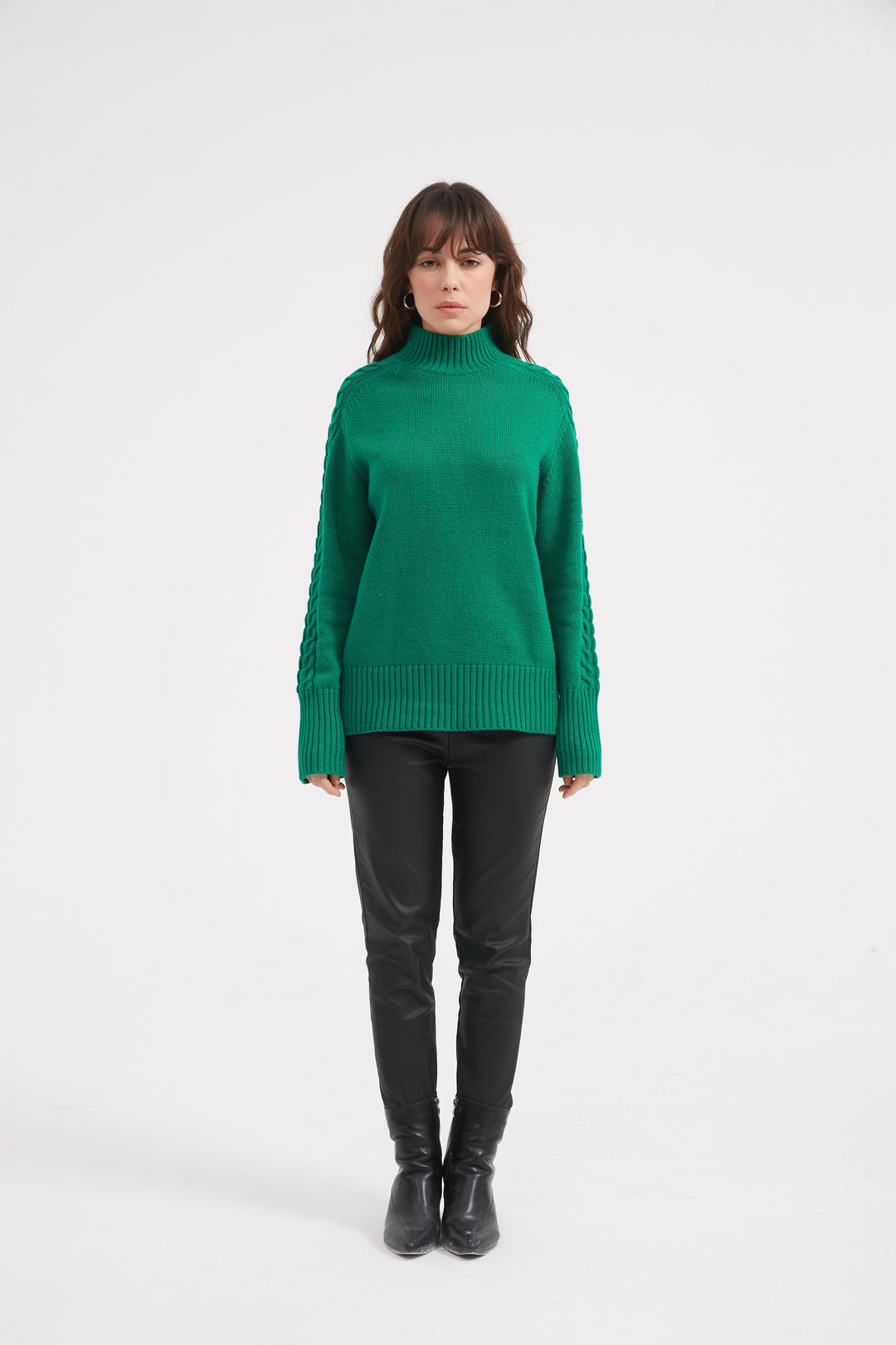 Lawn Green Cable Sleeve Knit