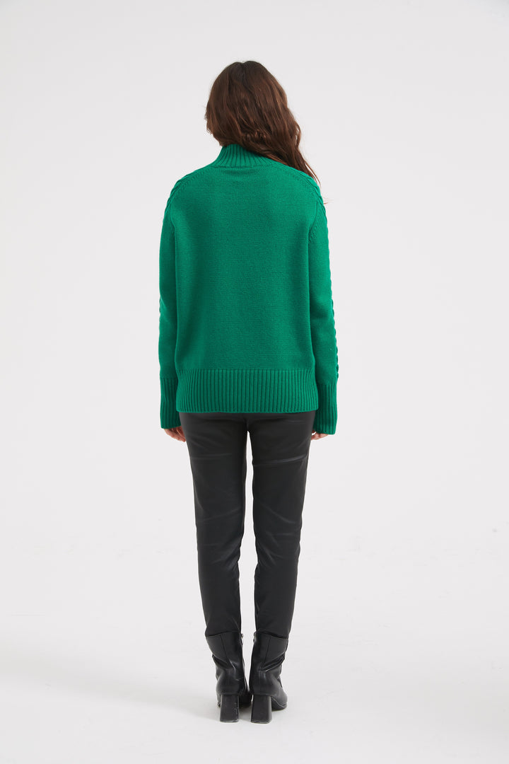 Lawn Green Cable Sleeve Knit