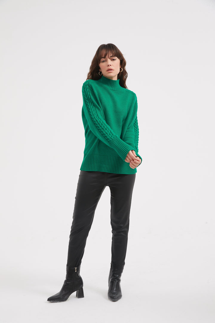 Lawn Green Cable Sleeve Knit