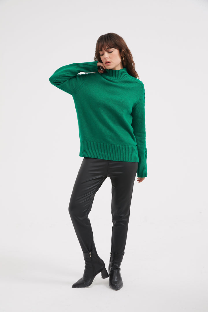 Lawn Green Cable Sleeve Knit