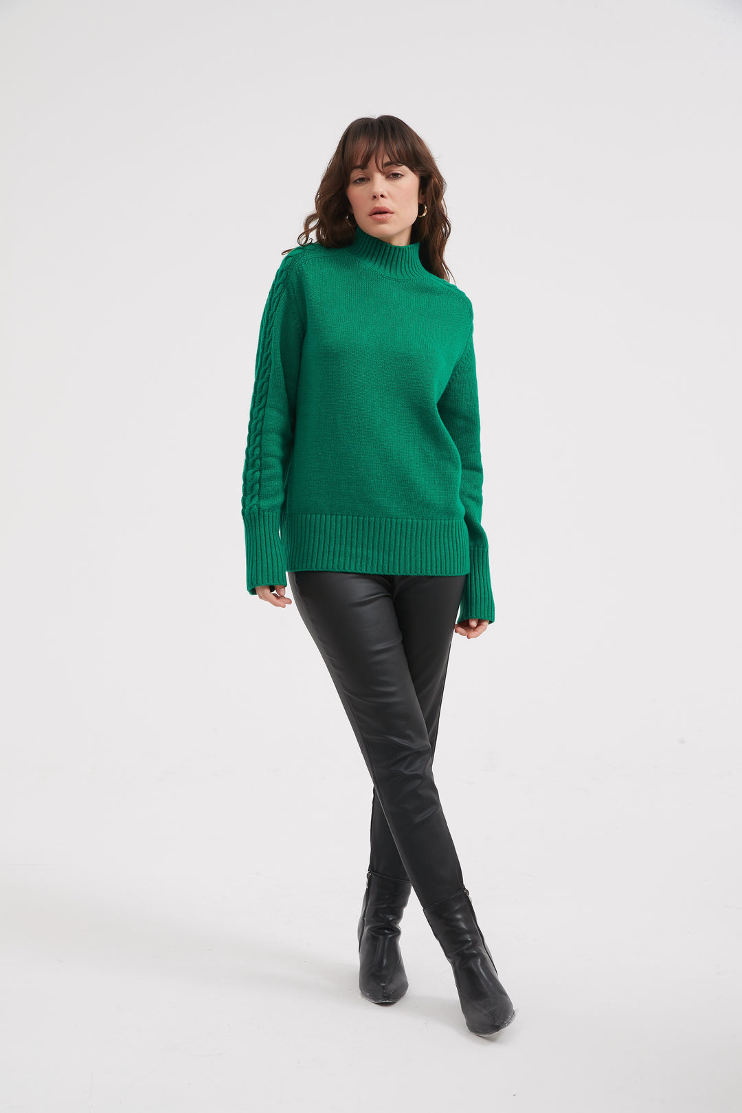 Lawn Green Cable Sleeve Knit