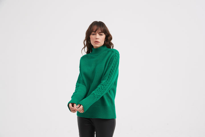 Lawn Green Cable Sleeve Knit