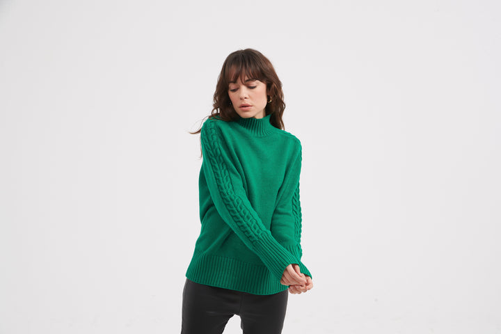 Lawn Green Cable Sleeve Knit