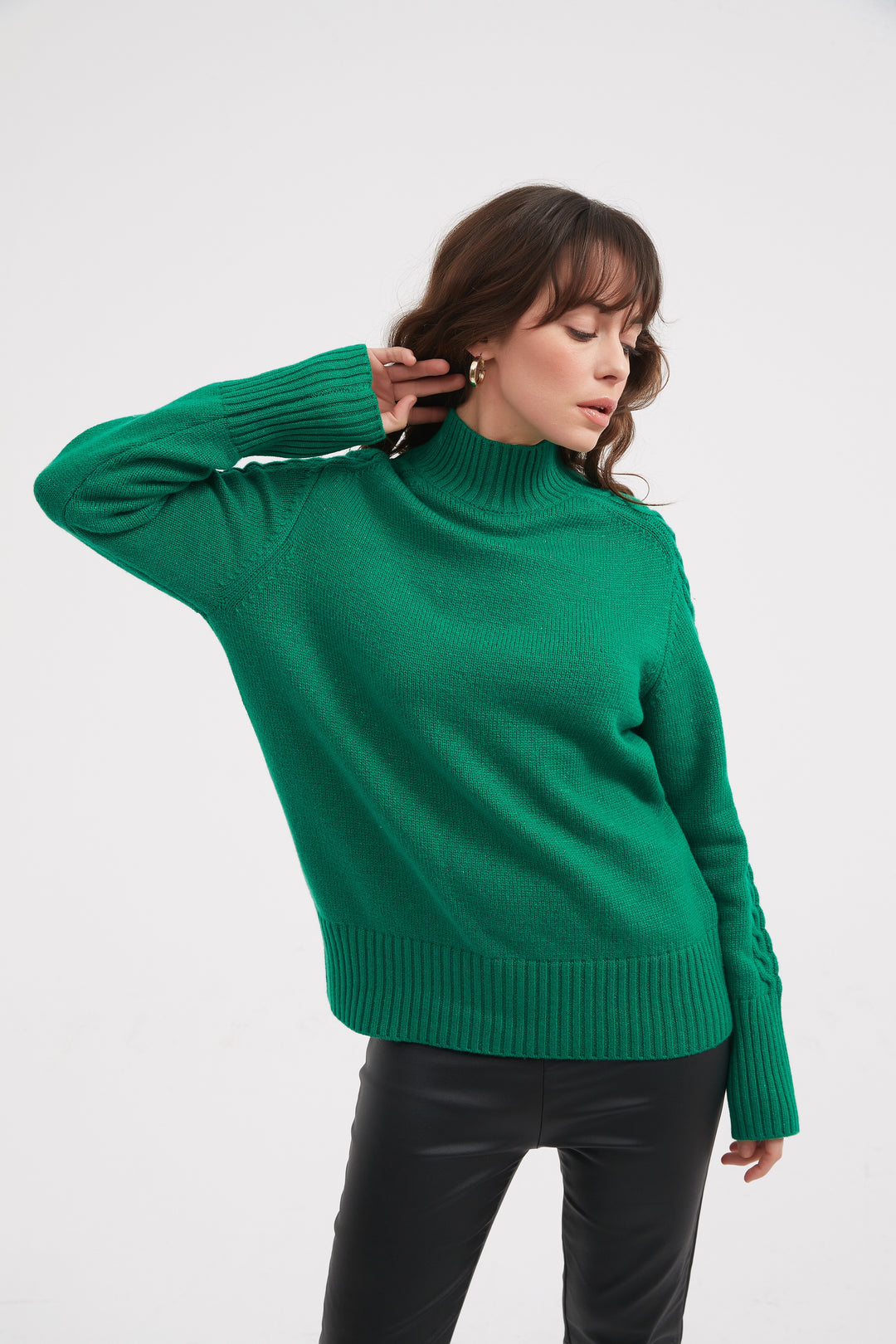 Lawn Green Cable Sleeve Knit