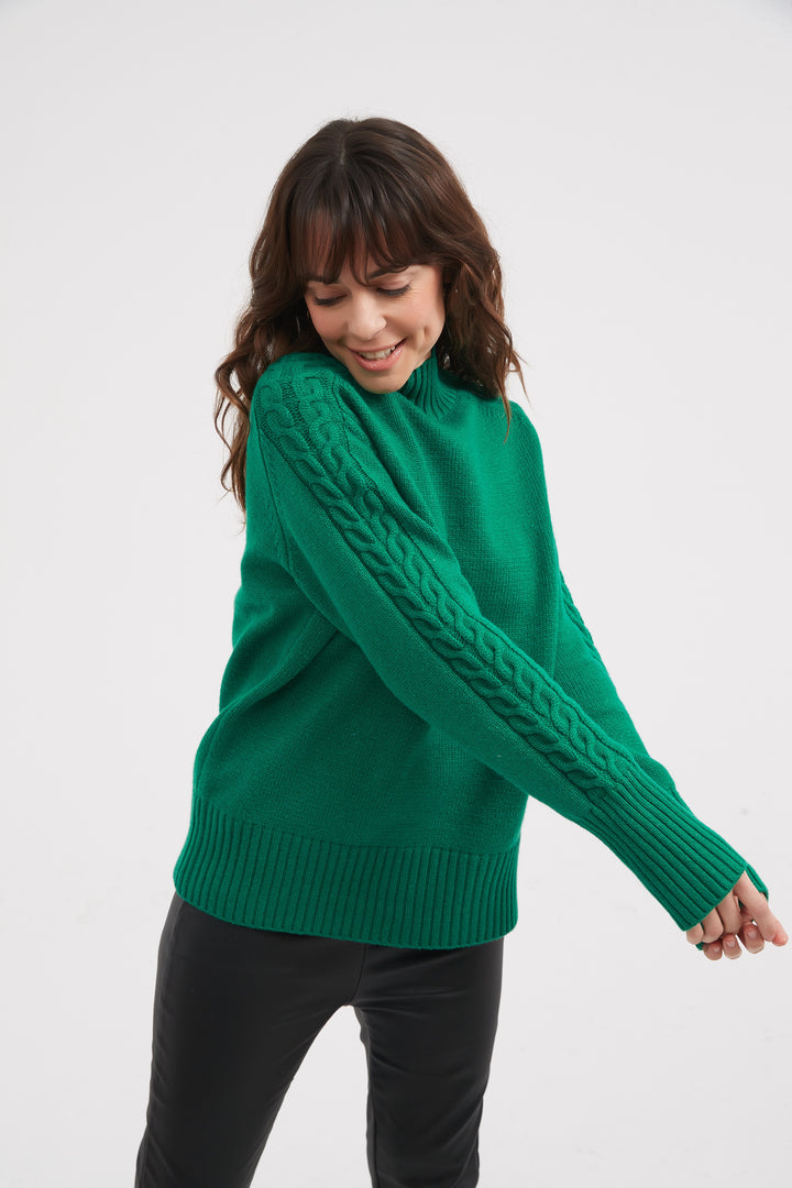 Lawn Green Cable Sleeve Knit