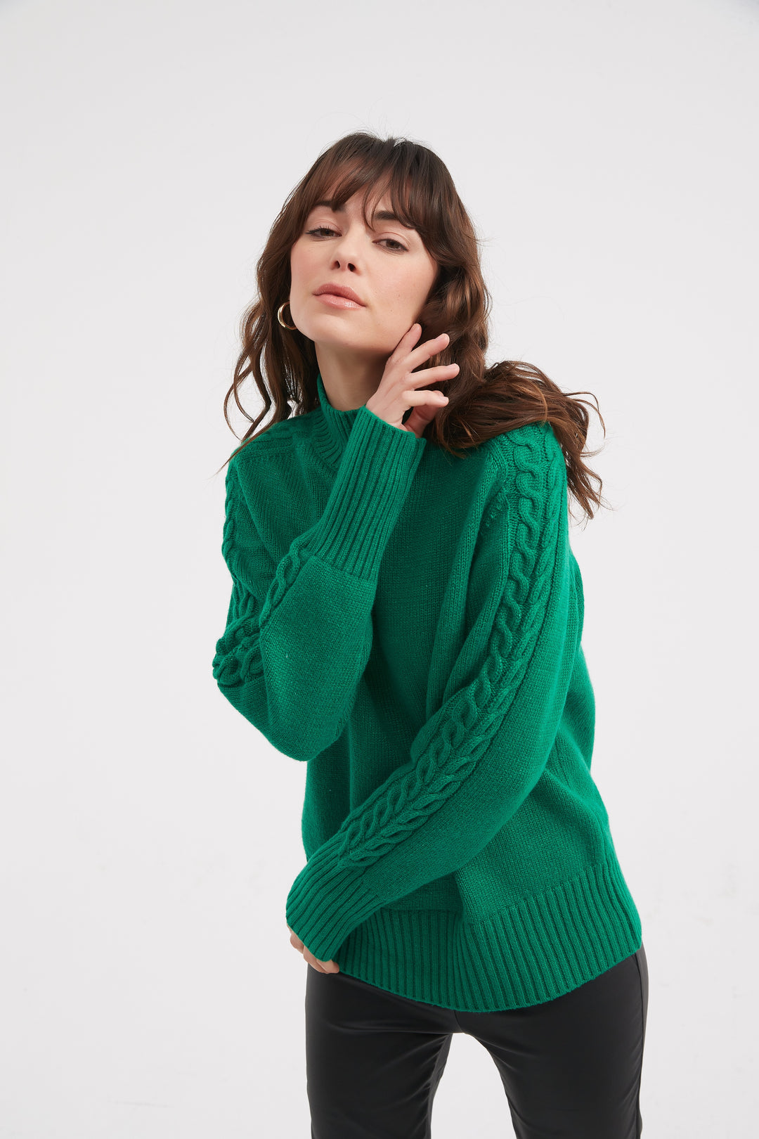 Lawn Green Cable Sleeve Knit