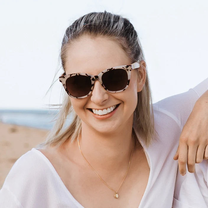 Lila Grace Ivory Tortoise | Graduated Brown Lens | White Maple Arms