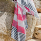 Flamenco Turkish Towel - Pink and Denim Blue