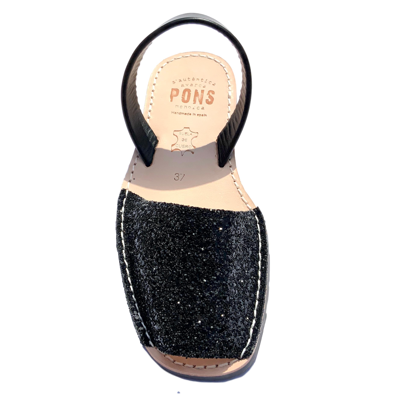 Leather Avarca Pons - Glitter Black