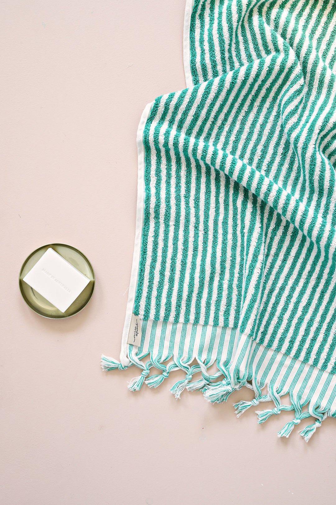 Turkish Cotton Bath Sheet - Green Stripes