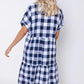 Navy Gingham Linen Midi Dress