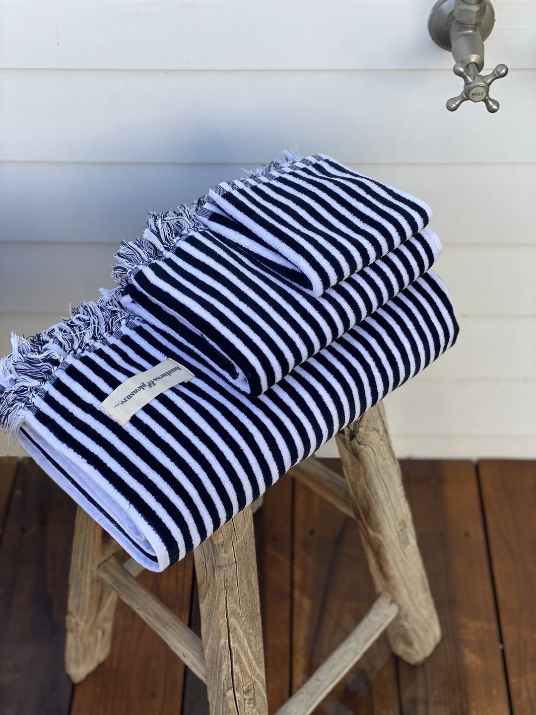 Bath + Beach Towel Set | Lauren's Navy Stripe