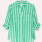 Kelly Green Twin Stripe Boyfriend Linen Shirt